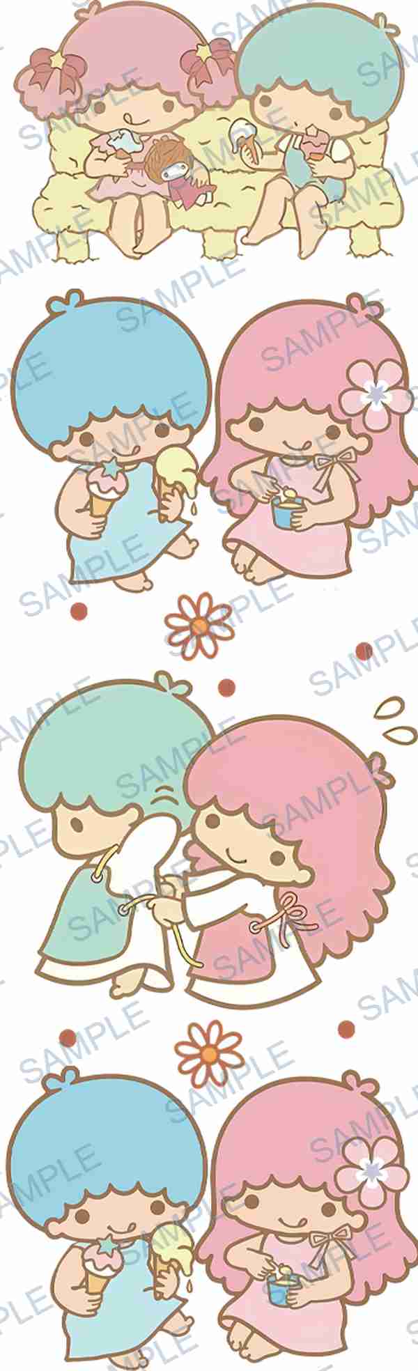 little twin stars, sanrio, ice cream, doll, flower Pen Wrap design P-18490