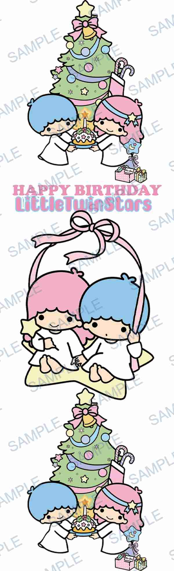 little twin stars, sanrio, christmas tree, cake, candle Pen Wrap design P-18507