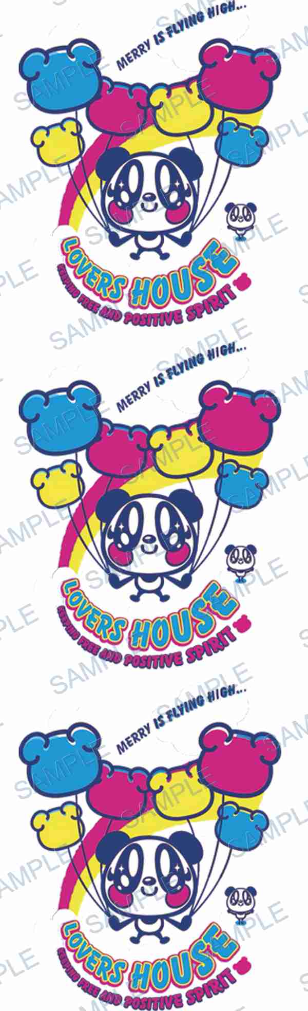 panda, balloon, rainbow, clouds, text Pen Wrap design P-18538