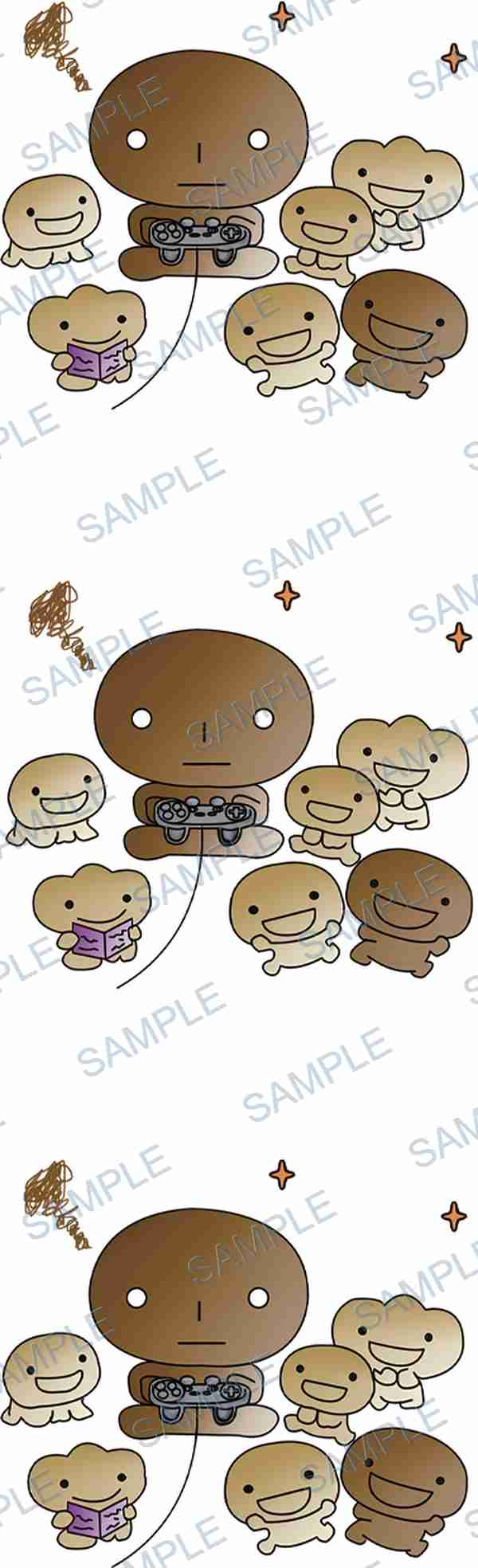 video game controller, book, star, scribble, brown Pen Wrap design P-18579