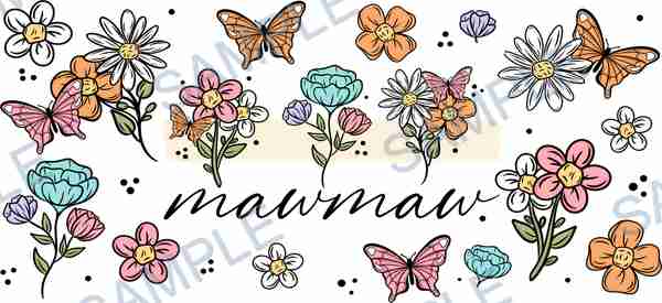 butterfly, flower, daisy, rose, text Cup Wrap design T-10198