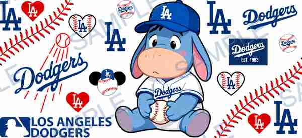 eeyore, los angeles dodgers, disney, mlb, baseball Cup Wrap design T-11526