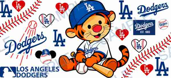 los angeles dodgers, mlb, tiger, baseball, baseball bat Cup Wrap design T-11529