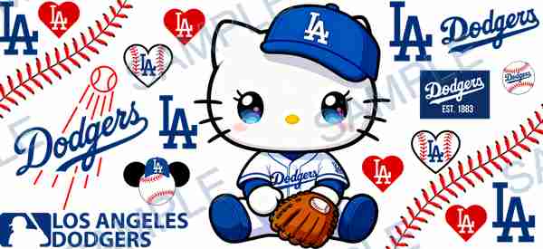 hello kitty, los angeles dodgers, sanrio, mlb, baseball cap Cup Wrap design T-11530
