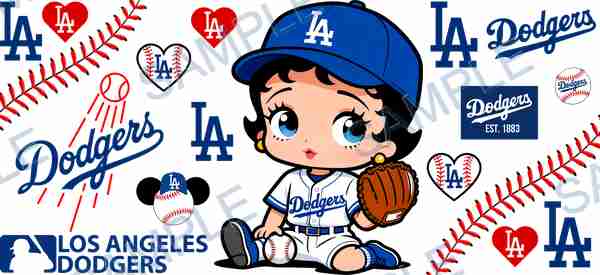 betty boop, los angeles dodgers, mlb, baseball cap, baseball glove Cup Wrap design T-11531