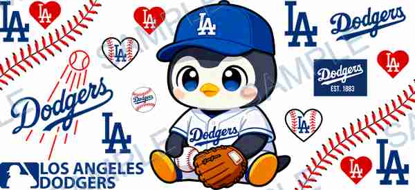 los angeles dodgers, mlb, penguin, baseball cap, baseball uniform Cup Wrap design T-11533
