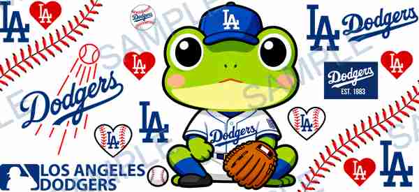 los angeles dodgers, mlb, frog, baseball cap, baseball uniform Cup Wrap design T-11535