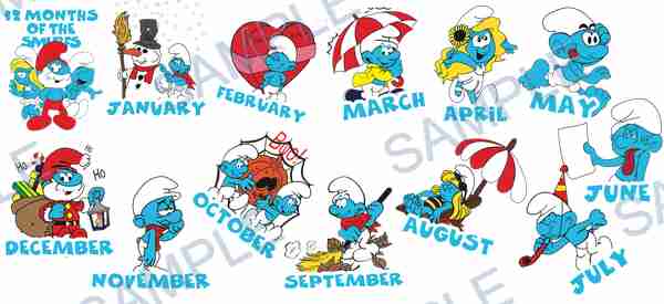 smurf, smurfette, snowman, the smurfs, broom Cup Wrap design T-12031