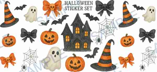 witch hat, ghost, bat, pumpkin, spider web Cup Wrap design T-12303