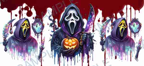ghostface, pumpkin, knife, ghost, mirror Cup Wrap design T-12334