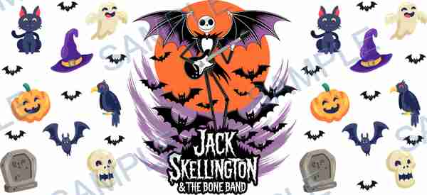 jack skellington, disney, bat, pumpkin, witch hat Cup Wrap design T-12373