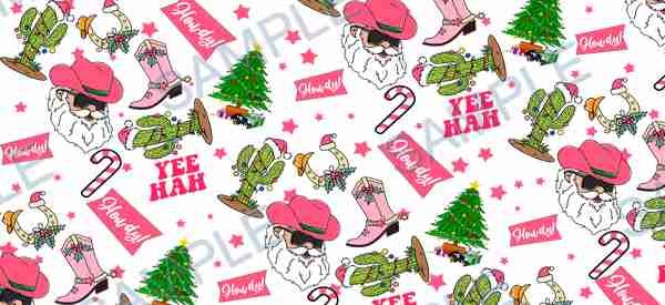 santa claus, cactus, christmas tree, cowboy boot, horseshoe Cup Wrap design T-12622