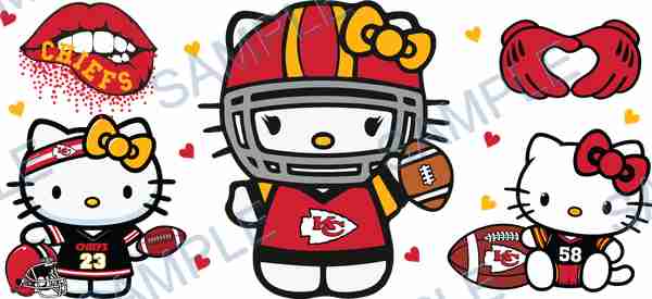 hello kitty, kansas city chiefs, sanrio, nfl, lips T-7292