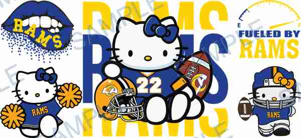 hello kitty, rams, sanrio, nfl, lips T-7314
