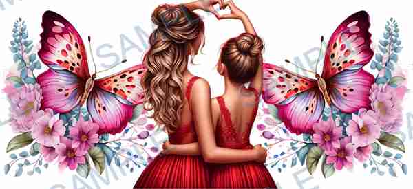 butterfly, flower, girl, heart, dress Cup Wrap design T-8416