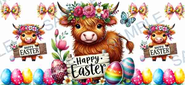 cow, easter eggs, flowers, butterfly, bows Cup Wrap design T-8613