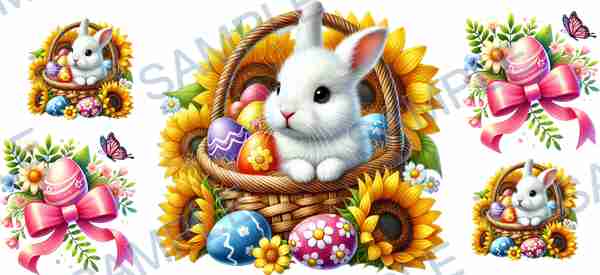 bunny, easter egg, sunflower, butterfly, basket Cup Wrap design T-8850