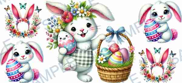 bunny, easter egg, flower, butterfly, basket Cup Wrap design T-8852