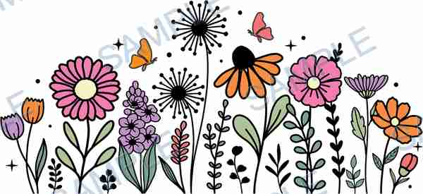 flower, butterfly, tulip, hyacinth, dandelion Cup Wrap design T-9996