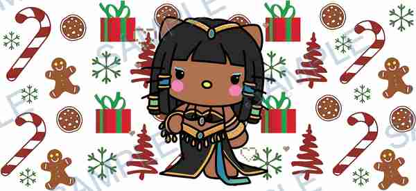 hello kitty, sanrio, christmas tree, candy cane, gingerbread man Cup Wrap design W-10982
