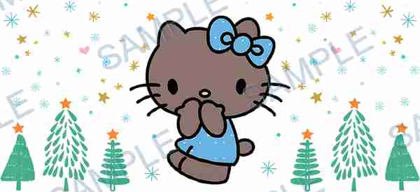 hello kitty, sanrio, cat, christmas tree, star Cup Wrap design W-10988