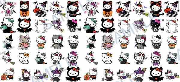 hello kitty, sanrio, pumpkin, witch hat, broom Cup Wrap design W-12568
