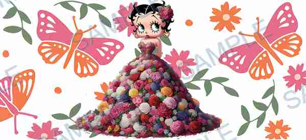 betty boop, butterfly, flower, dress, leaves Cup Wrap design W-13431