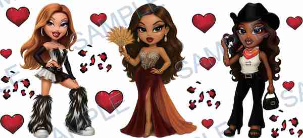 bratz, heart, leopard print, fan, handbag Cup Wrap design W-14086