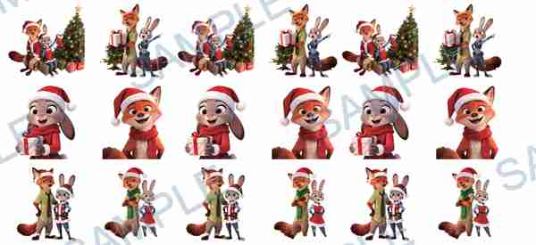 nick wilde, judy hopps, disney, zootopia, christmas tree Cup Wrap design W-14137