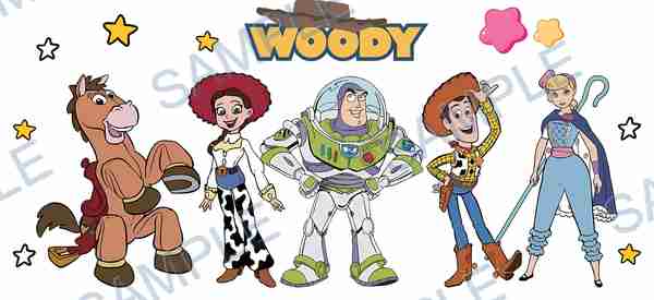 woody, buzz lightyear, jessie, bo peep, bullseye Cup Wrap design W-14774