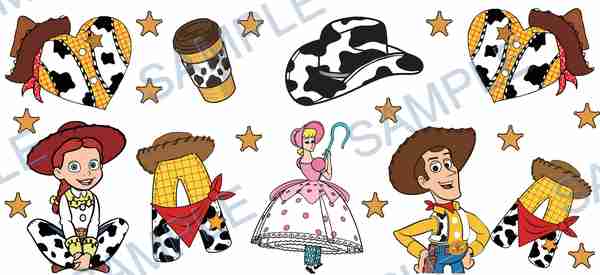 woody, jessie, bo peep, disney, pixar Cup Wrap design W-14776