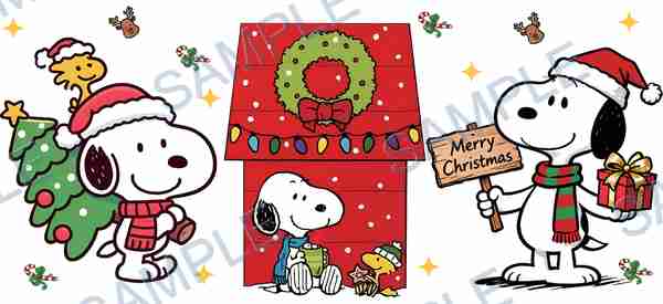 snoopy, woodstock, peanuts, christmas tree, dog house Cup Wrap design W-15178