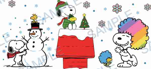 snoopy, woodstock, peanuts, snowman, christmas tree Cup Wrap design W-15189