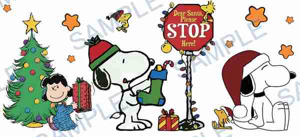 snoopy, woodstock, lucy van pelt, peanuts, christmas tree Cup Wrap design W-15190