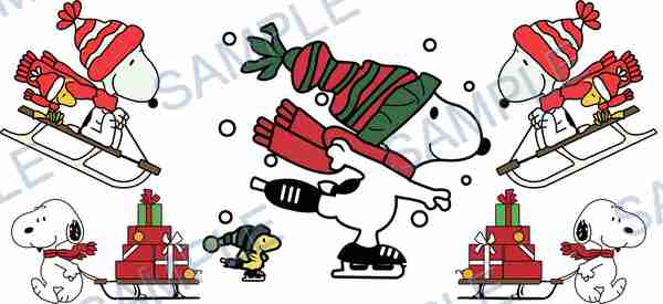 snoopy, woodstock, peanuts, sled, gifts Cup Wrap design W-15193