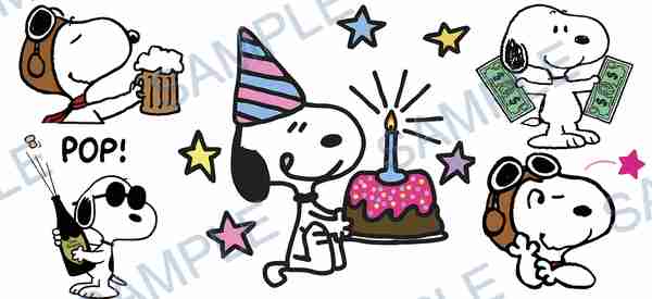 snoopy, peanuts, beer mug, champagne bottle, birthday cake Cup Wrap design W-15203