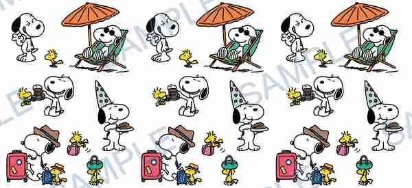 snoopy, woodstock, peanuts, beach chair, umbrella Cup Wrap design W-15213