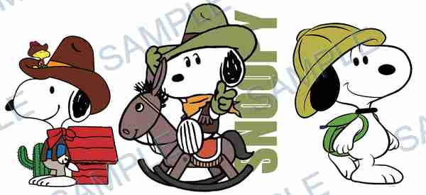 snoopy, peanuts, dog, cowboy hat, rocking horse Cup Wrap design W-15223
