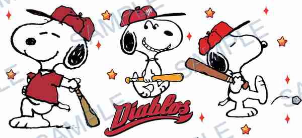 snoopy, peanuts, baseball player, baseball bat, baseball cap Cup Wrap design W-15236