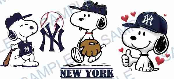 snoopy, yankees, mlb, baseball, baseball bat Cup Wrap design W-15237