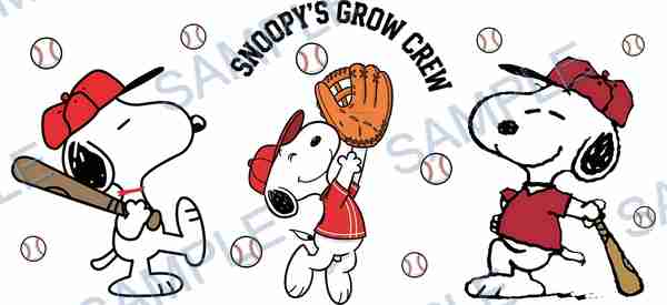 snoopy, peanuts, baseball, baseball bat, baseball glove Cup Wrap design W-15238