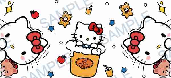 hello kitty, teddy bear, sanrio, apple, drink Cup Wrap design W-15392