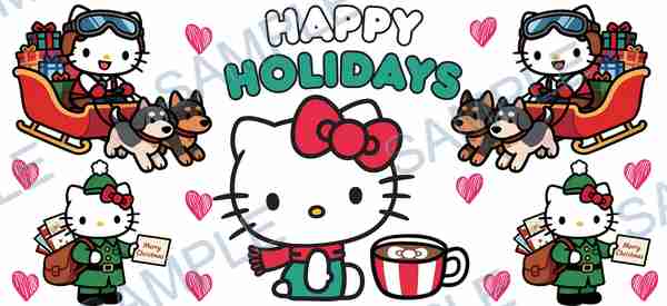 hello kitty, sanrio, dog, sleigh, gifts Cup Wrap design W-15413