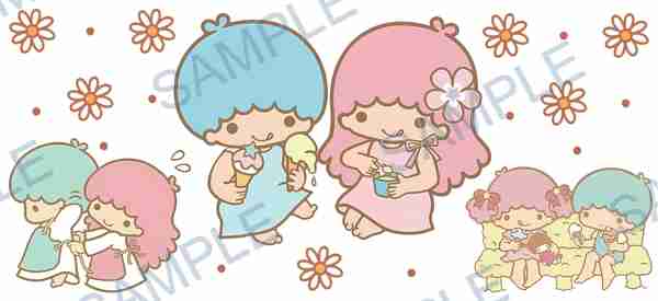 little twin stars, sanrio, ice cream, flowers, bench Cup Wrap design W-15815