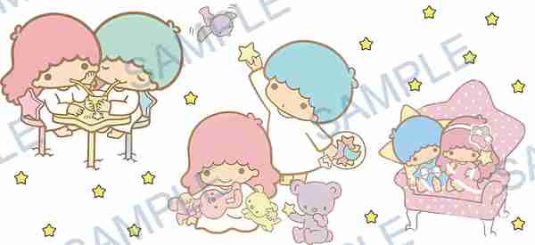 kiki and lala, sanrio, stars, drink, teddy bear Cup Wrap design W-15816