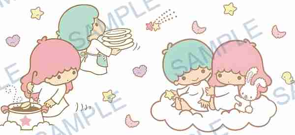 little twin stars, sanrio, stars, hearts, pot Cup Wrap design W-15827