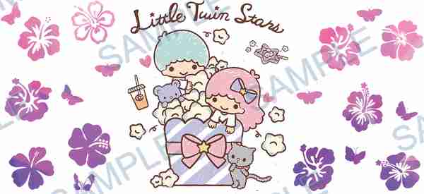 kiki, lala, sanrio, hibiscus, butterfly Cup Wrap design W-15828