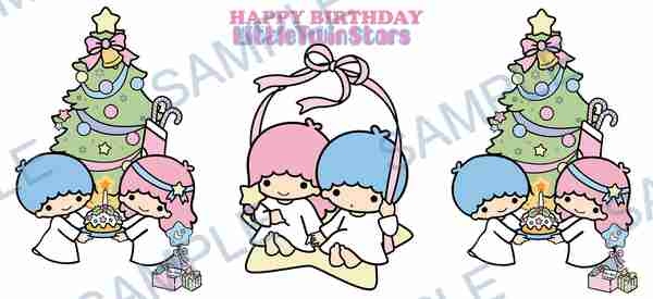 kiki, lala, sanrio, christmas tree, birthday cake Cup Wrap design W-15832