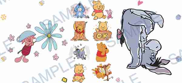 winnie the pooh, piglet, eeyore, tigger, disney Cup Wrap design W-15922