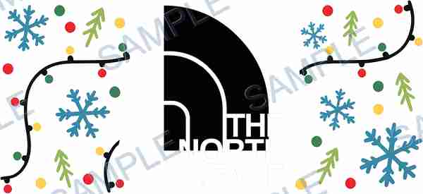 logo, snowflake, christmas lights, christmas tree, ornaments Cup Wrap design W-8885